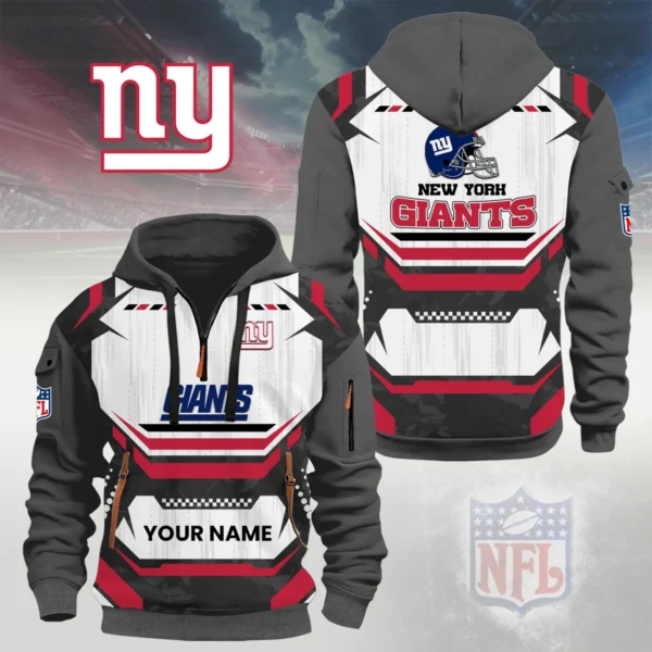 New York Giants Half Zip Hoodie Custom Your Name