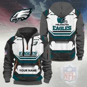 Philadelphia Eagles Half Zip Hoodie Custom Your Name