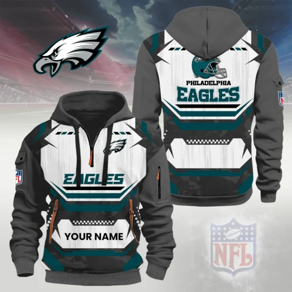Philadelphia Eagles Half Zip Hoodie Custom Your Name