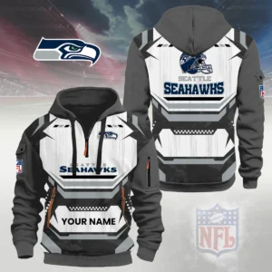 Seattle Seahawks Half Zip Hoodie Custom Your Name