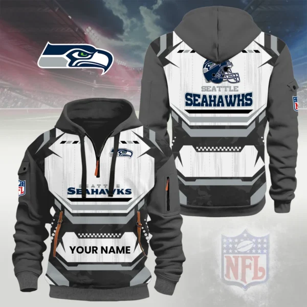 Seattle Seahawks Half Zip Hoodie Custom Your Name