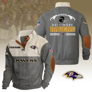 Baltimore Ravens Knitted Ribbed Corduroy Sweatshirt Pullover Sweater Custom Your Name