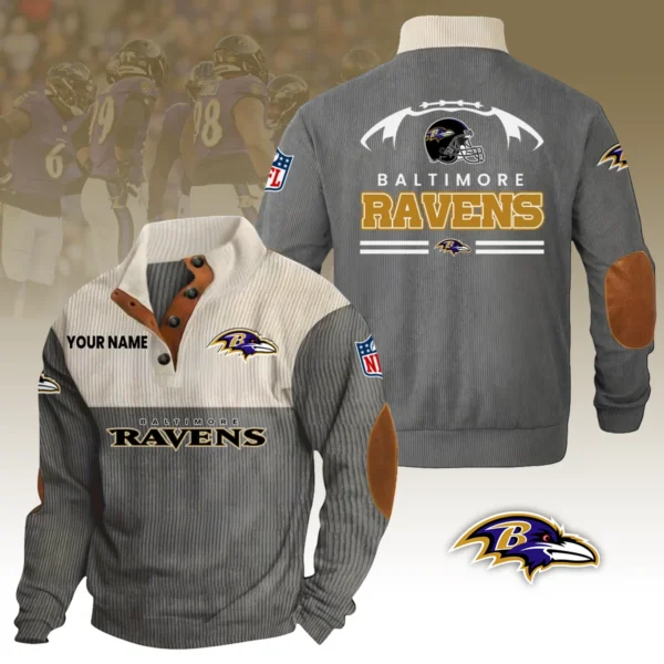 Baltimore Ravens Knitted Ribbed Corduroy Sweatshirt Pullover Sweater Custom Your Name