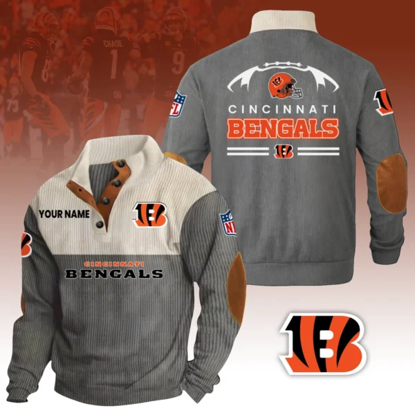 Cincinnati Bengals Knitted Ribbed Corduroy Sweatshirt Pullover Sweater Custom Your Name