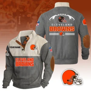 Cleveland Browns Knitted Ribbed Corduroy Sweatshirt Pullover Sweater Custom Your Name