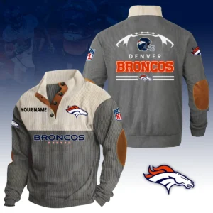 Denver Broncos Knitted Ribbed Corduroy Sweatshirt Pullover Sweater Custom Your Name