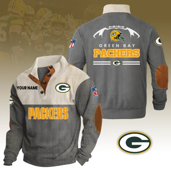 Green Bay Packers Knitted Ribbed Corduroy Sweatshirt Pullover Sweater Custom Your Name