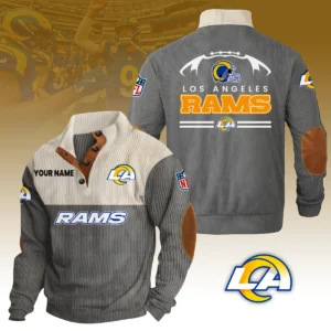 Los Angeles Rams Knitted Ribbed Corduroy Sweatshirt Pullover Sweater Custom Your Name