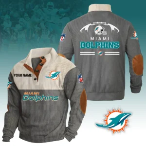 Miami Dolphins Knitted Ribbed Corduroy Sweatshirt Pullover Sweater Custom Your Name