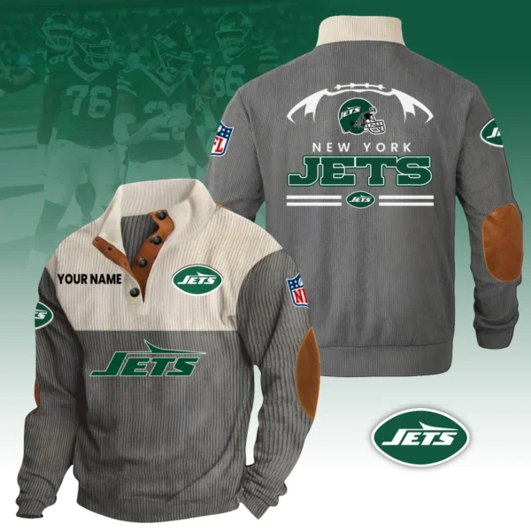 New York Jets Knitted Ribbed Corduroy Sweatshirt Pullover Sweater Custom Your Name
