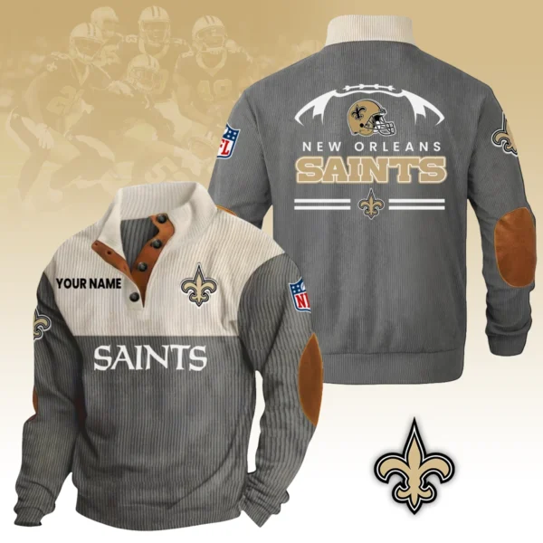 New Orleans Saints Knitted Ribbed Corduroy Sweatshirt Pullover Sweater Custom Your Name