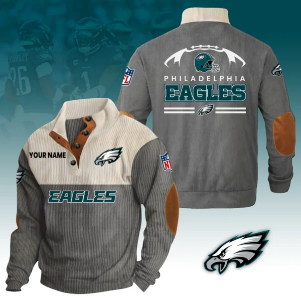 Philadelphia Eagles Knitted Ribbed Corduroy Sweatshirt Pullover Sweater Custom Your Name