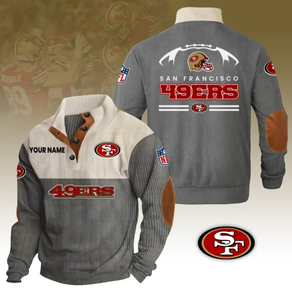 San Francisco 49ers Knitted Ribbed Corduroy Sweatshirt Pullover Sweater Custom Your Name