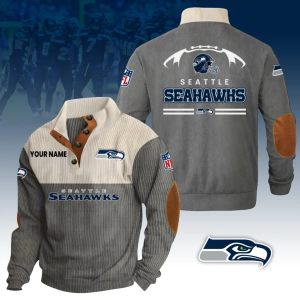 Seattle Seahawks Knitted Ribbed Corduroy Sweatshirt Pullover Sweater Custom Your Name