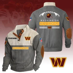 Washington Commanders Knitted Ribbed Corduroy Sweatshirt Pullover Sweater Custom Your Name
