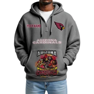 Arizona Cardinals x Mascot Quarter-Zip Waffle Knit Hoodie Custom Your Name