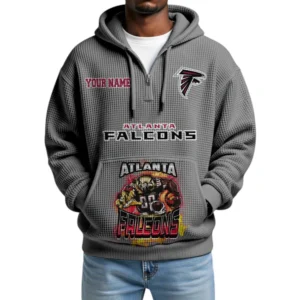 Atlanta Falcons x Mascot Quarter-Zip Waffle Knit Hoodie Custom Your Name