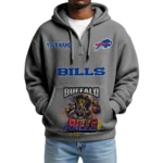 Buffalo Bills x Mascot Quarter-Zip Waffle Knit Hoodie Custom Your Name