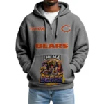 Chicago Bears x Mascot Quarter-Zip Waffle Knit Hoodie Custom Your Name