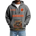 Cleveland Browns x Mascot Quarter-Zip Waffle Knit Hoodie Custom Your Name