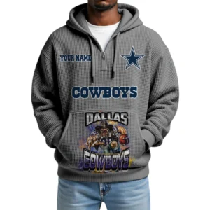 Dallas Cowboys x Mascot Quarter-Zip Waffle Knit Hoodie Custom Your Name