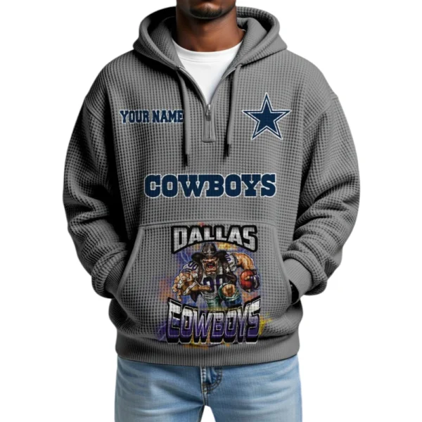 Dallas Cowboys x Mascot Quarter-Zip Waffle Knit Hoodie Custom Your Name