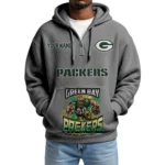 Green Bay Packers x Mascot Quarter-Zip Waffle Knit Hoodie Custom Your Name