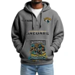 Jacksonville Jaguars x Mascot Quarter-Zip Waffle Knit Hoodie Custom Your Name