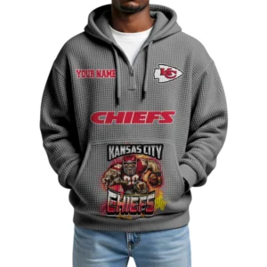 Kansas City Chiefs x Mascot Quarter-Zip Waffle Knit Hoodie Custom Your Name