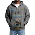 Los Angeles Chargers x Mascot Quarter-Zip Waffle Knit Hoodie Custom Your Name
