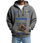 Los Angeles Rams x Mascot Quarter-Zip Waffle Knit Hoodie Custom Your Name