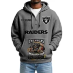 Las Vegas Raiders x Mascot Quarter-Zip Waffle Knit Hoodie Custom Your Name