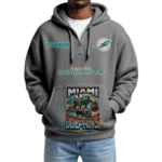 Miami Dolphins x Mascot Quarter-Zip Waffle Knit Hoodie Custom Your Name