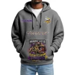 Minnesota Vikings x Mascot Quarter-Zip Waffle Knit Hoodie Custom Your Name
