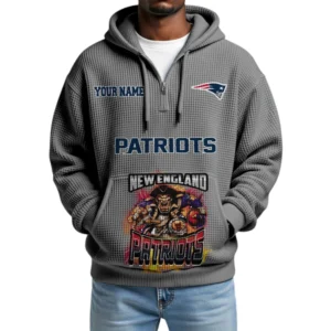 New England Patriots x Mascot Quarter-Zip Waffle Knit Hoodie Custom Your Name