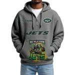 New York Jets x Mascot Quarter-Zip Waffle Knit Hoodie Custom Your Name