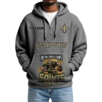 New Orleans Saints x Mascot Quarter-Zip Waffle Knit Hoodie Custom Your Name