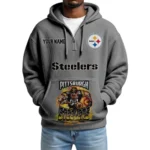Pittsburgh Steelers x Mascot Quarter-Zip Waffle Knit Hoodie Custom Your Name
