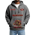 San Francisco 49ers x Mascot Quarter-Zip Waffle Knit Hoodie Custom Your Name