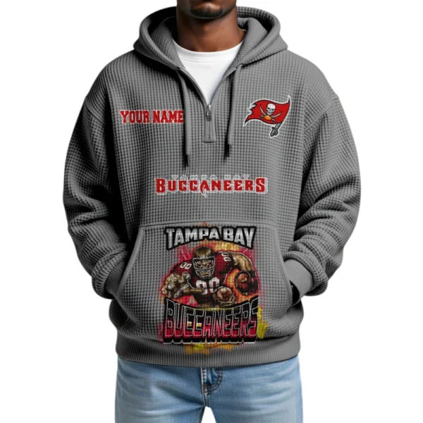 Tampa Bay Buccaneers x Mascot Quarter-Zip Waffle Knit Hoodie Custom Your Name