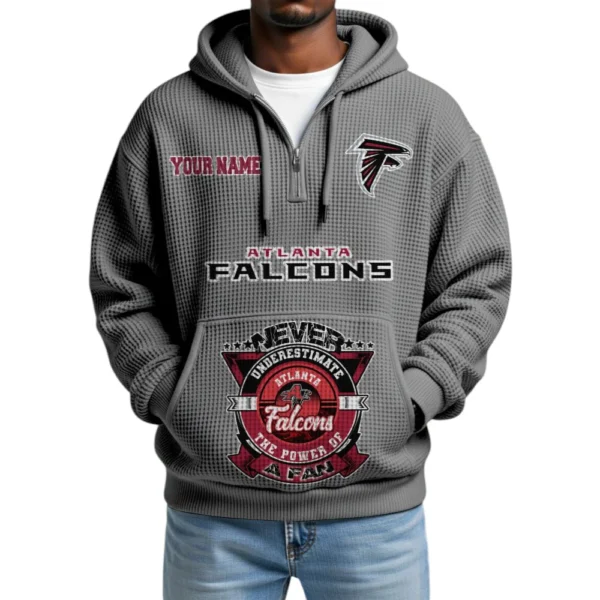 Atlanta Falcons x Quarter-Zip Waffle Knit Hoodie Customize Your Name