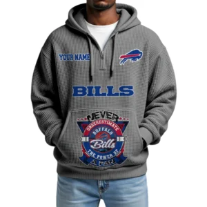 Buffalo Bills x Quarter-Zip Waffle Knit Hoodie Customize Your Name