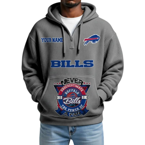 Buffalo Bills x Quarter-Zip Waffle Knit Hoodie Customize Your Name