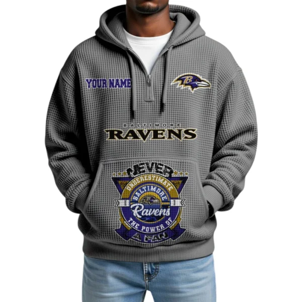 Baltimore Ravens x Quarter-Zip Waffle Knit Hoodie Customize Your Name