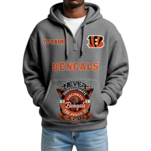 Cincinnati Bengals x Quarter-Zip Waffle Knit Hoodie Customize Your Name
