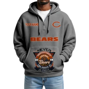 Chicago Bears x Quarter-Zip Waffle Knit Hoodie Customize Your Name