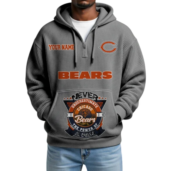 Chicago Bears x Quarter-Zip Waffle Knit Hoodie Customize Your Name