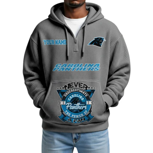 Carolina Panthers x Quarter-Zip Waffle Knit Hoodie Customize Your Name