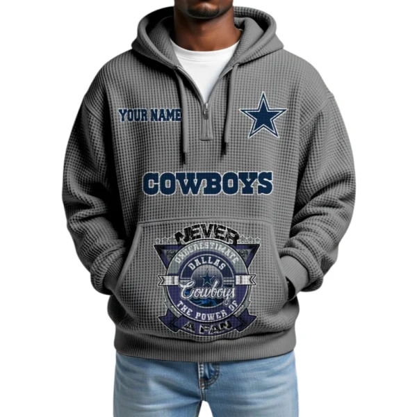 Dallas Cowboys x Quarter-Zip Waffle Knit Hoodie Customize Your Name
