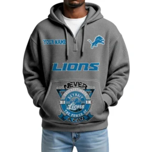 Detroit Lions x Quarter-Zip Waffle Knit Hoodie Customize Your Name